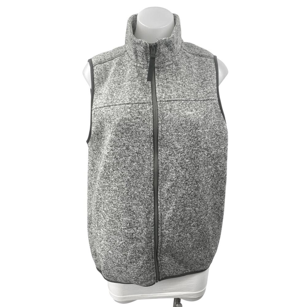 Eddie Bauer Women's Gray Sleeveless Turtleneck Fleece Full Zip Sweater Vest L
